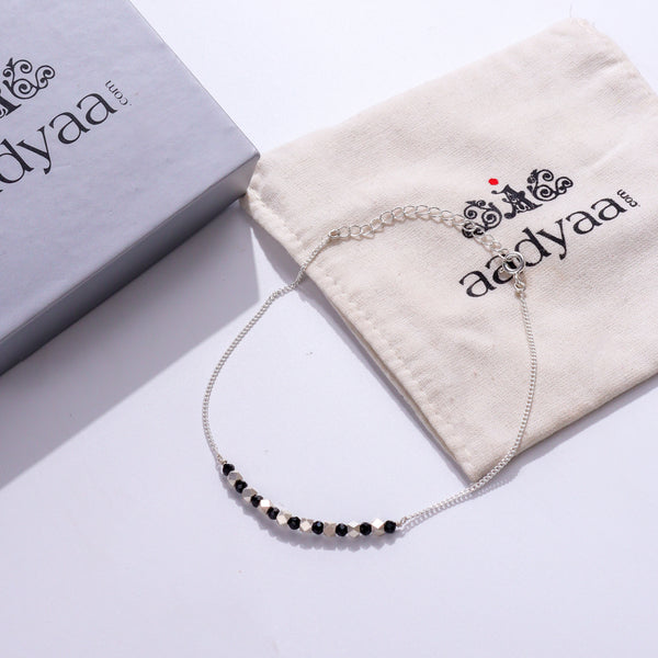 Black and white beaded anklet