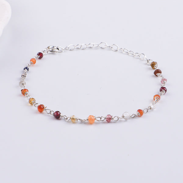 Multicolor Stone Silver Bracelet (Project Handmade)