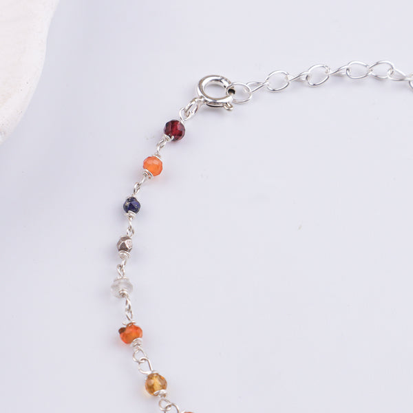 Multicolor Stone Silver Bracelet (Project Handmade)
