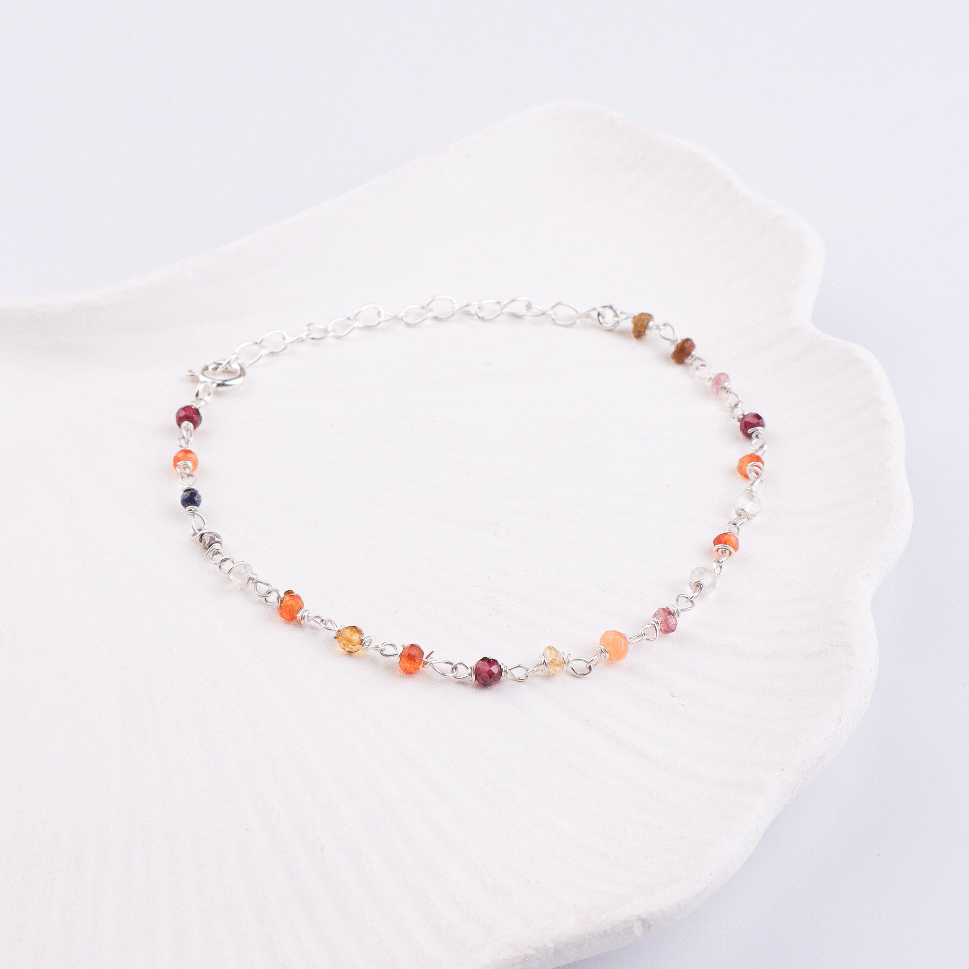 Multicolor Stone Silver Bracelet (Project Handmade)