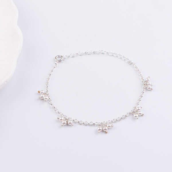 Pearl Bunch Silver Chain Bracelet (Project Handmade)