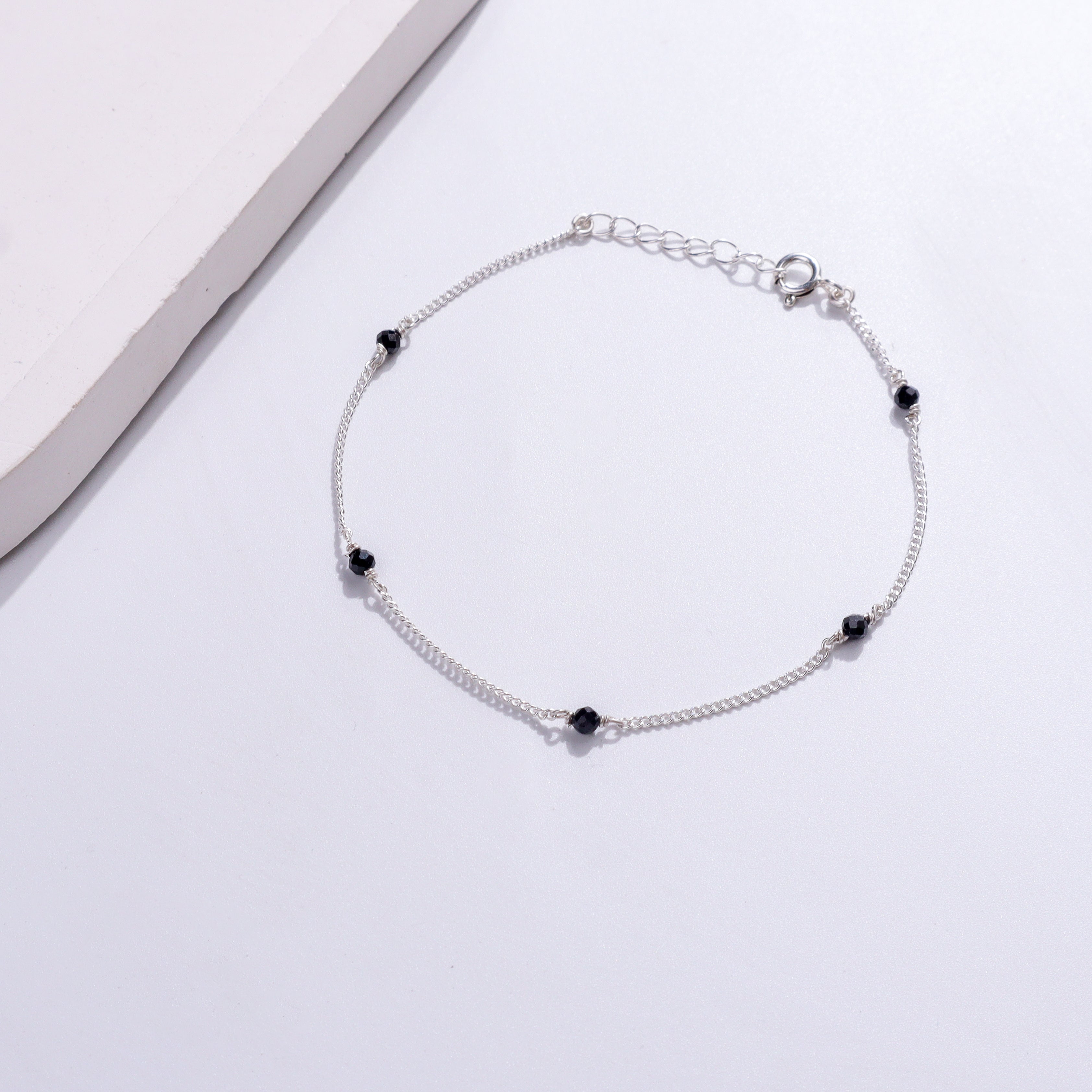Silver Spinel Minimalist Mangalsutra Bracelet