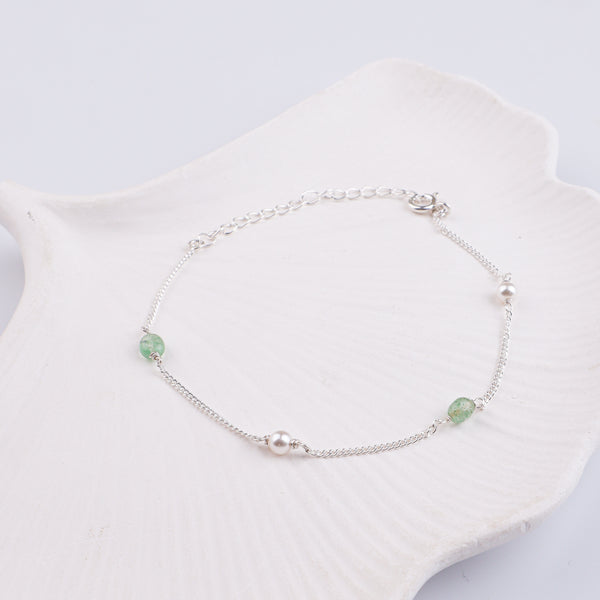 Russian Quartz & Pearl Silver Chain Bracelet (Project Handmade)