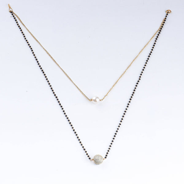 Close-up of 22K Gold Plated Fashion Mangalsutra showcasing intricate detailing, fine craftsmanship, and rich 22K gold plating