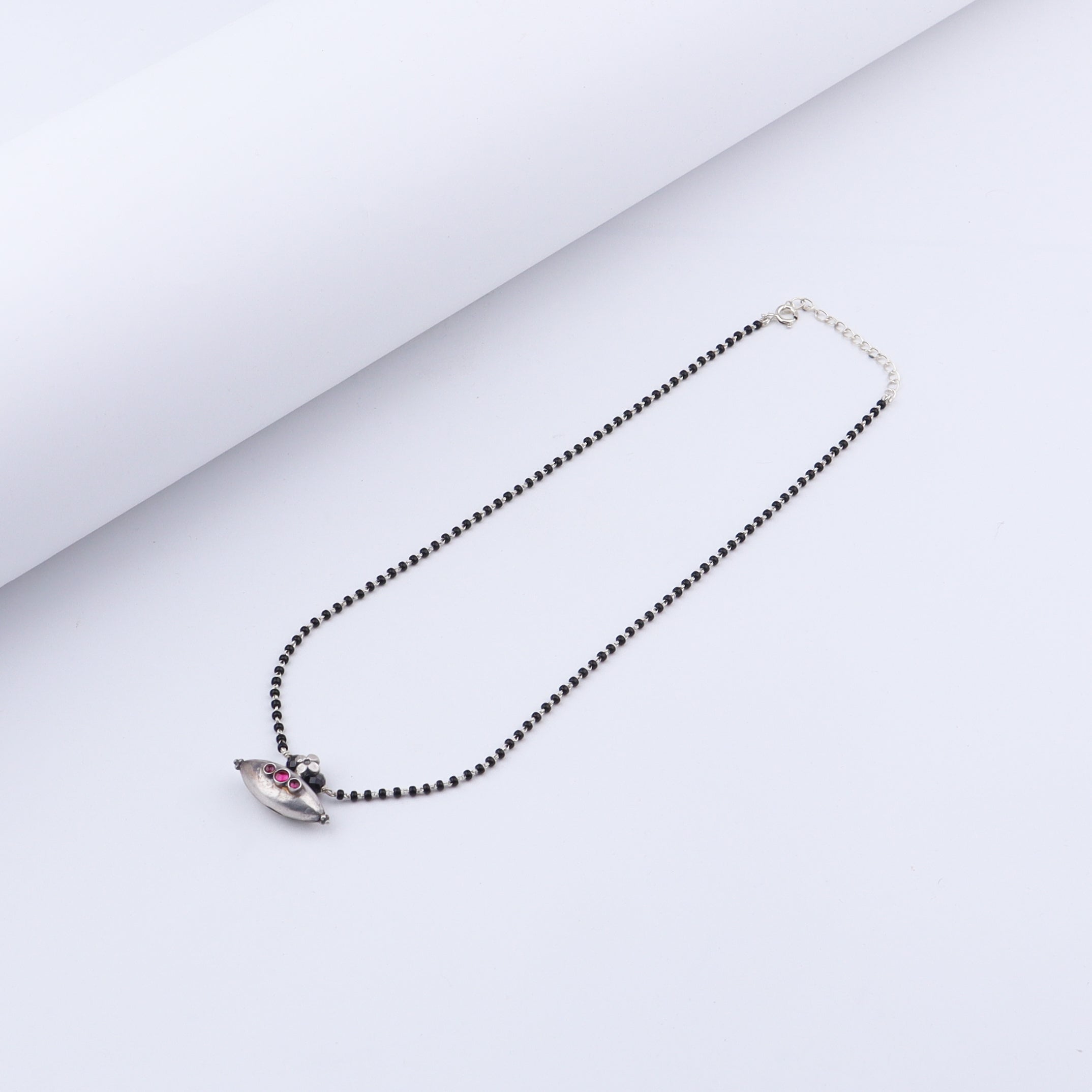 Silver Black Beads Chain Tribal Motif Mangalsutra