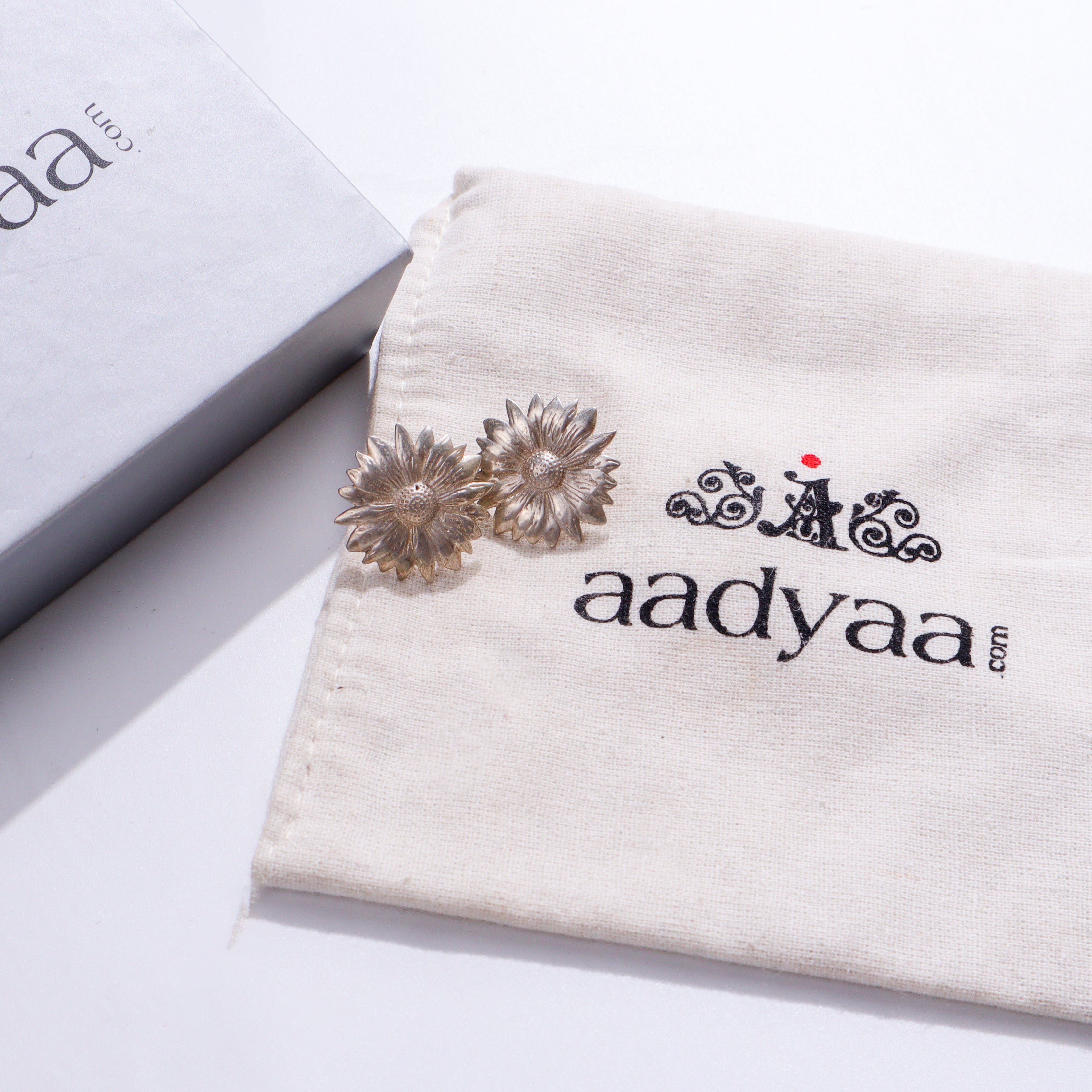 Silver Sunflower Earring