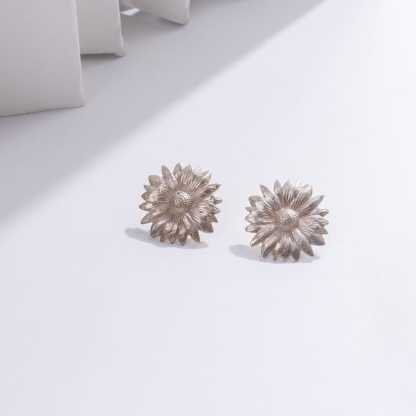 Silver Sunflower Earrings