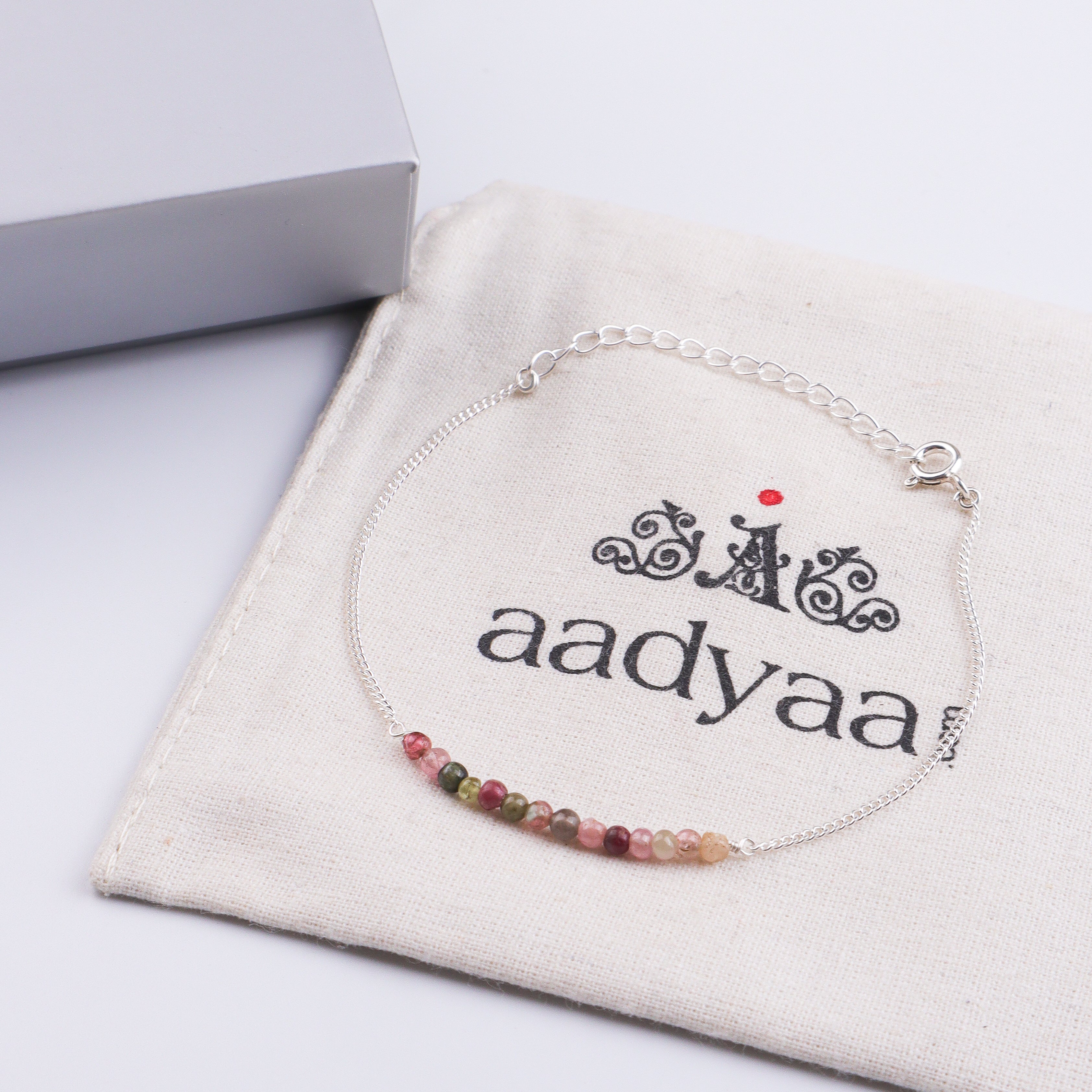 Tourmaline Silver Chain Bracelet (Project Handmade)