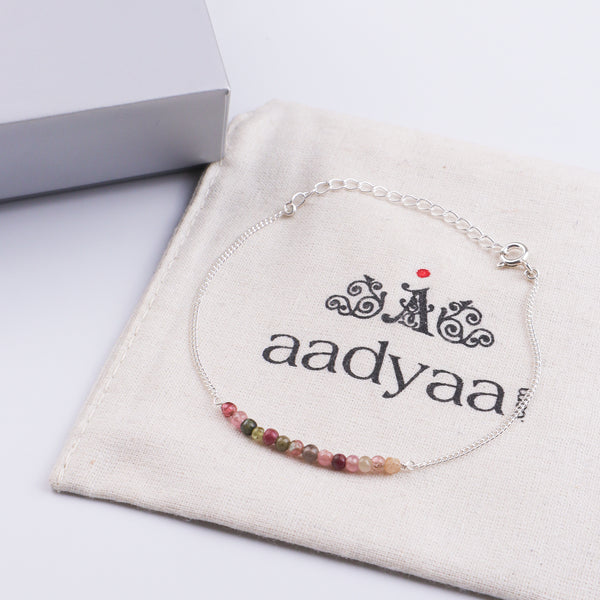 Tourmaline Silver Chain Bracelet (Project Handmade)