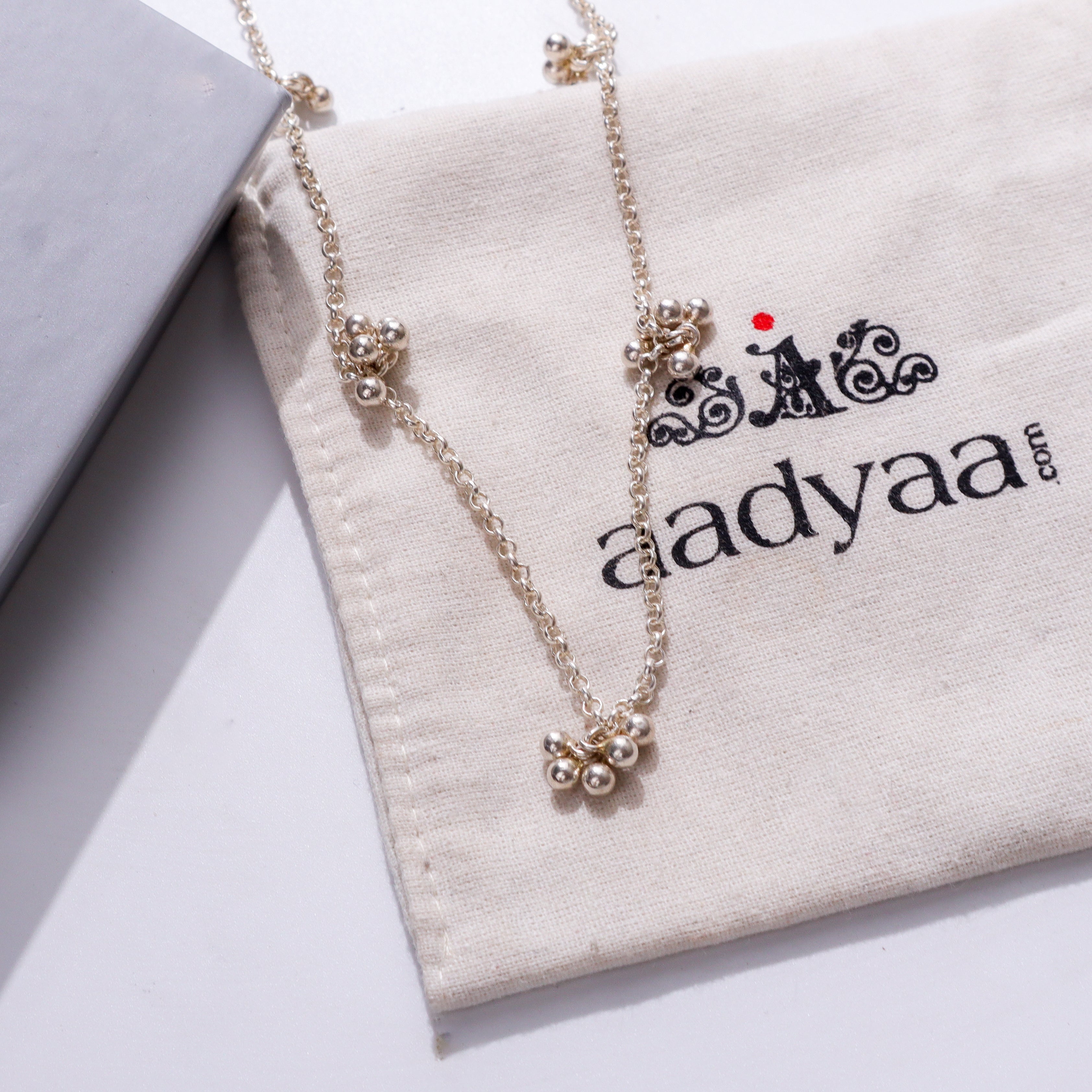 Silver small ghungroo bunch - Chain | shiny finish