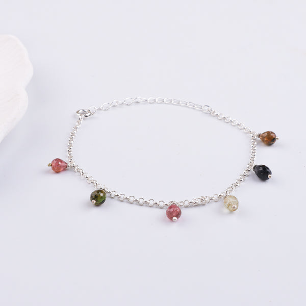 Tourmaline Silver Chain Bracelet (Project Handmade)