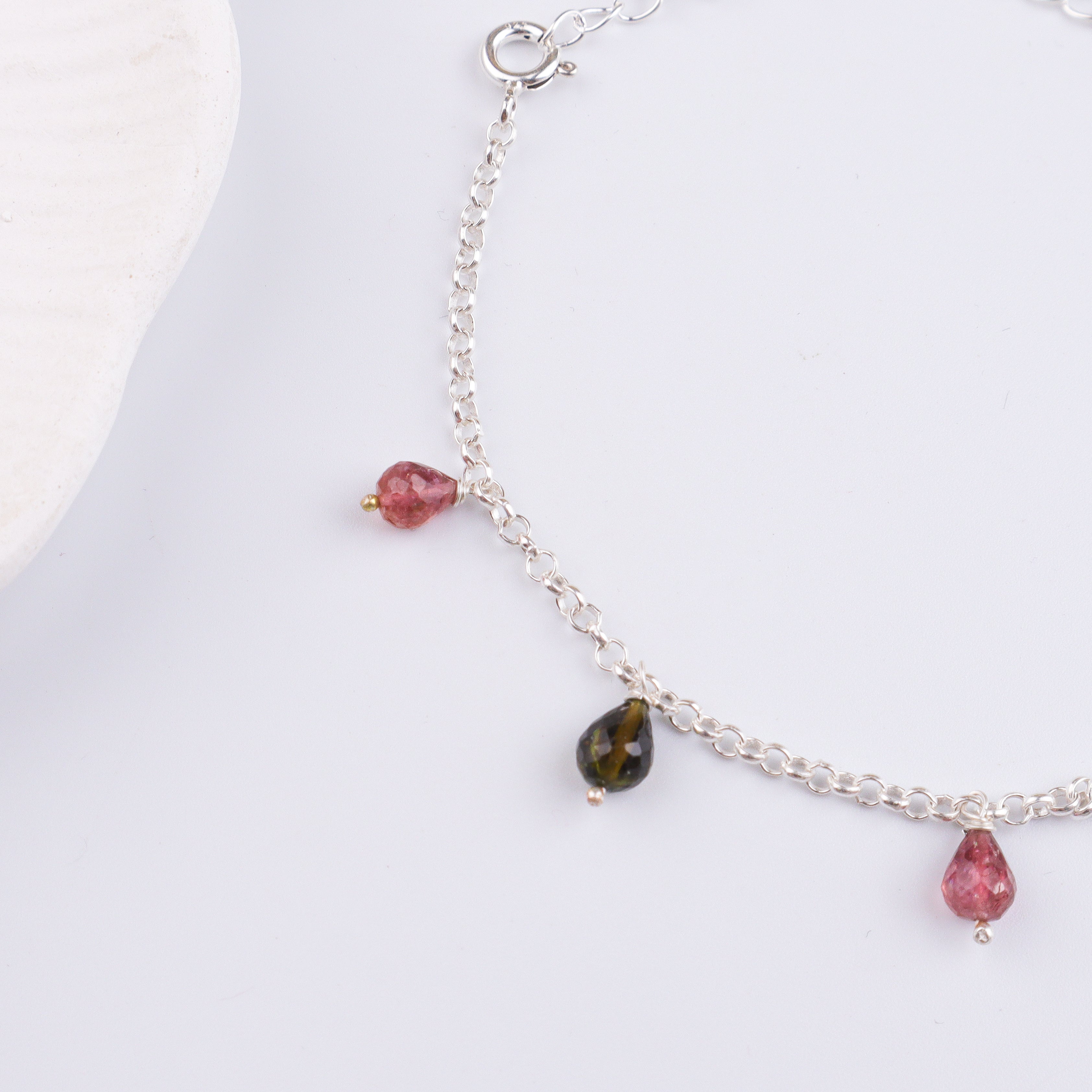 Tourmaline Silver Chain Bracelet (Project Handmade)