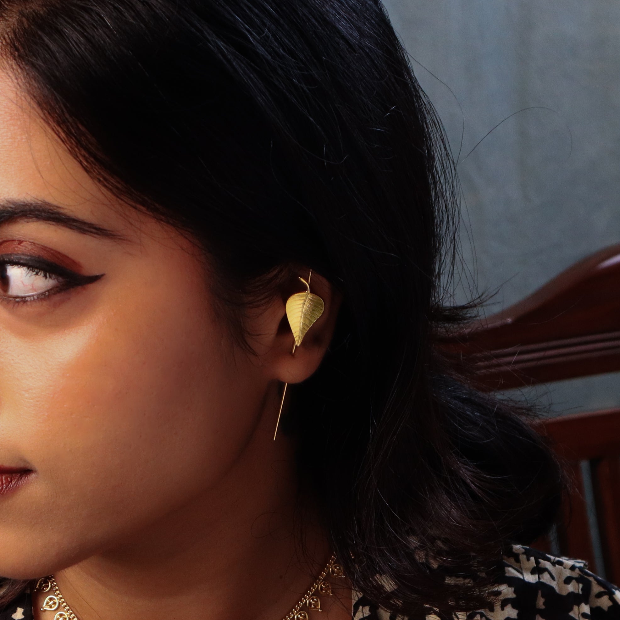 Silver Peepal Motif Single Earcuff | 92.5 Silver | 22K Gold Plated