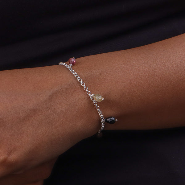 Tourmaline Silver Chain Bracelet (Project Handmade)