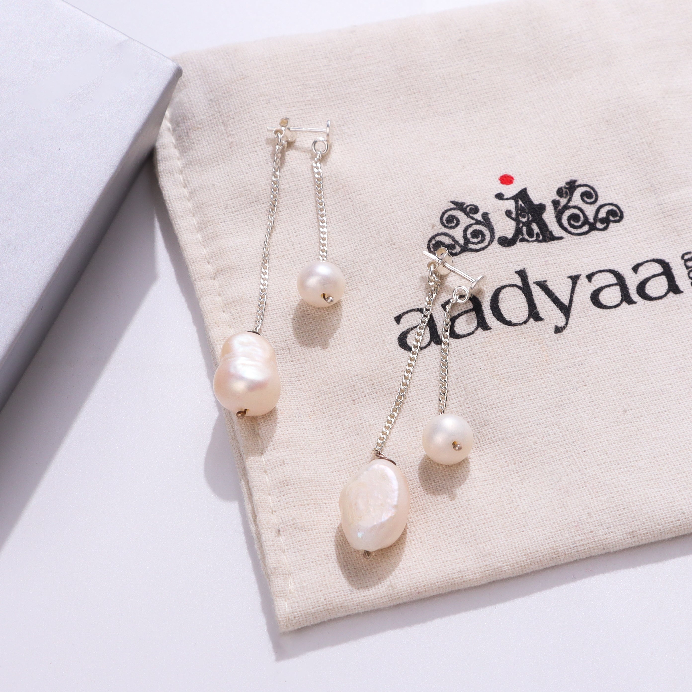 Double Pearl Drops Earring
