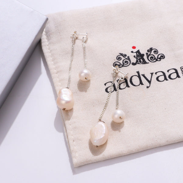 Double Pearl Drops Earring jewelry