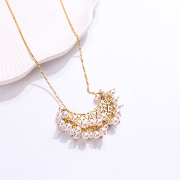 Chand Silver Necklace with Pearls | 92.5 Silver | 22K Gold Plated