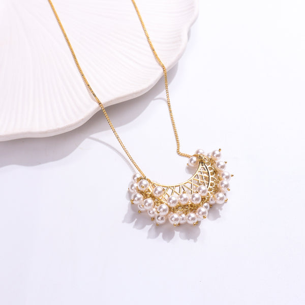 Chand Silver Necklace with Pearls | 92.5 Silver | 22K Gold Plated