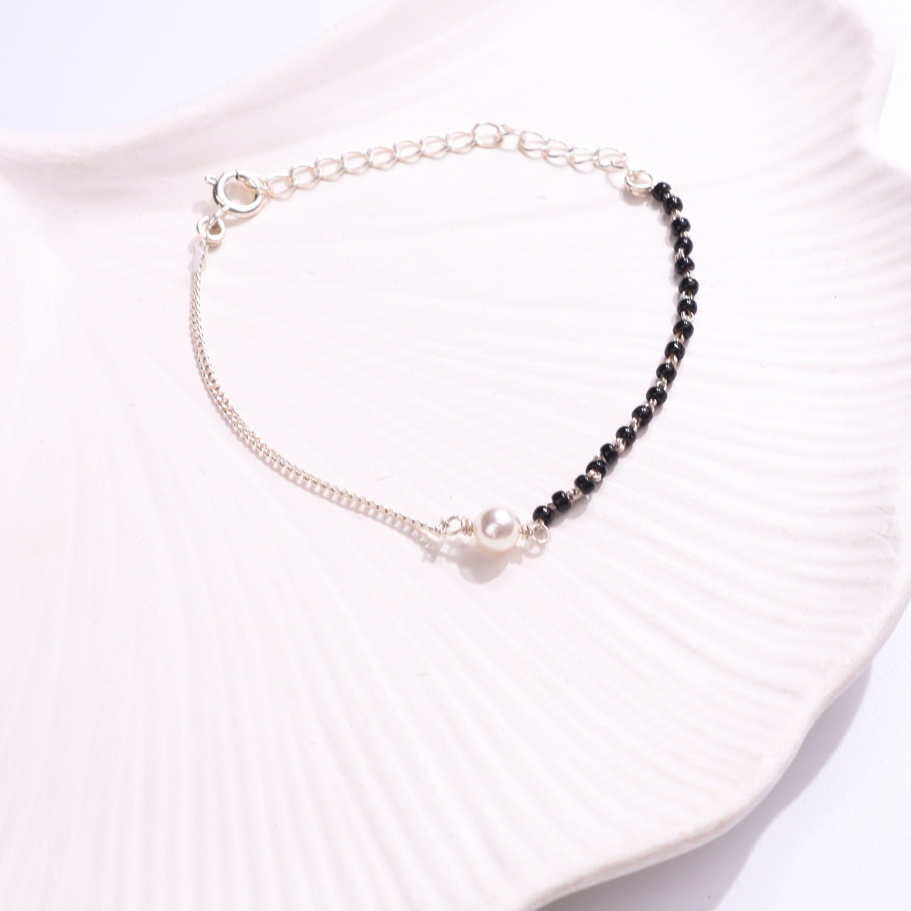 Silver Pearl Mangalsutra Bracelet
