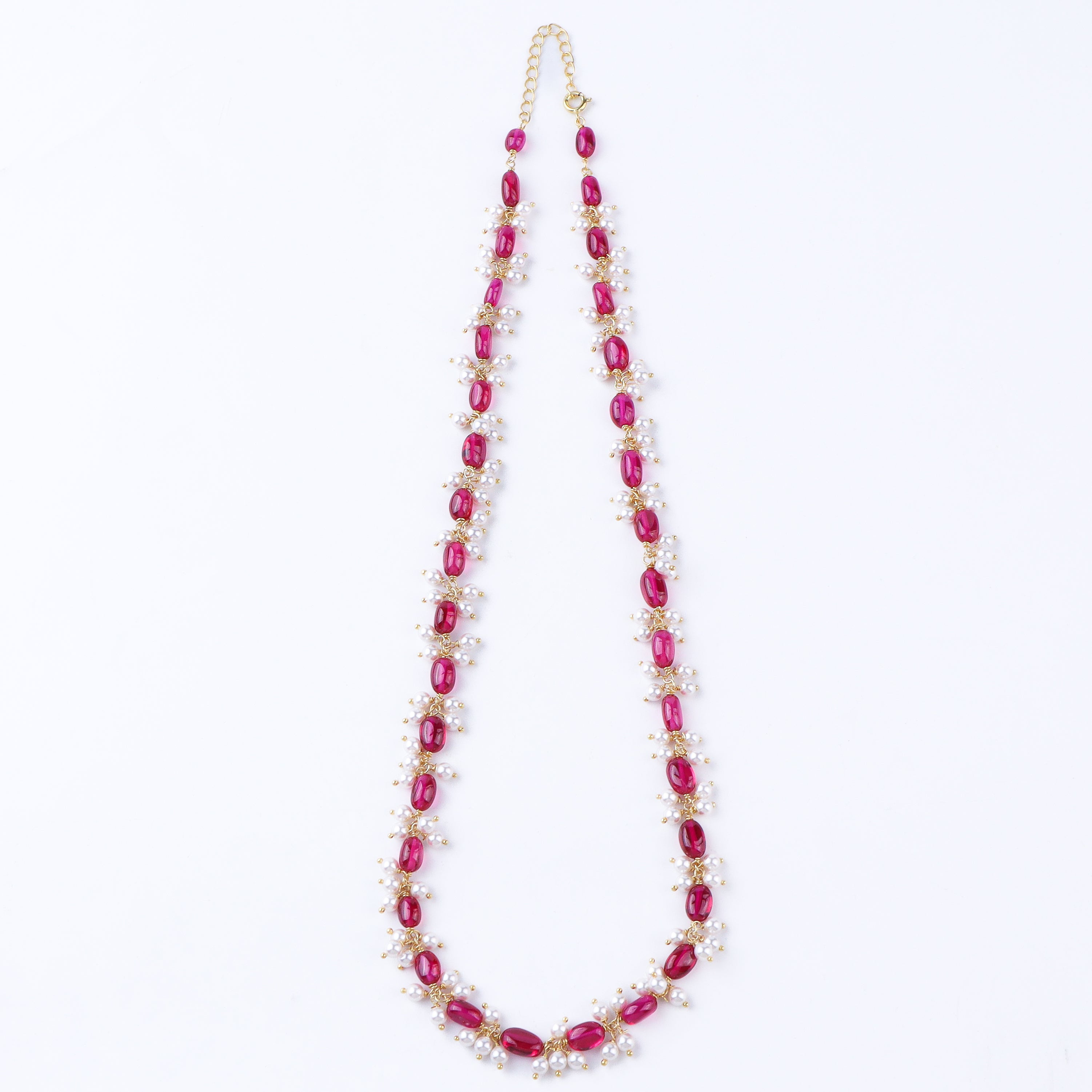 Luxe Ruby & Pearl Necklace for festive look