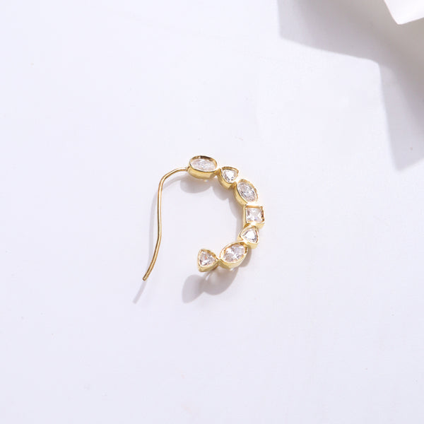 Gold-plated CZ Nath earring with clear stones