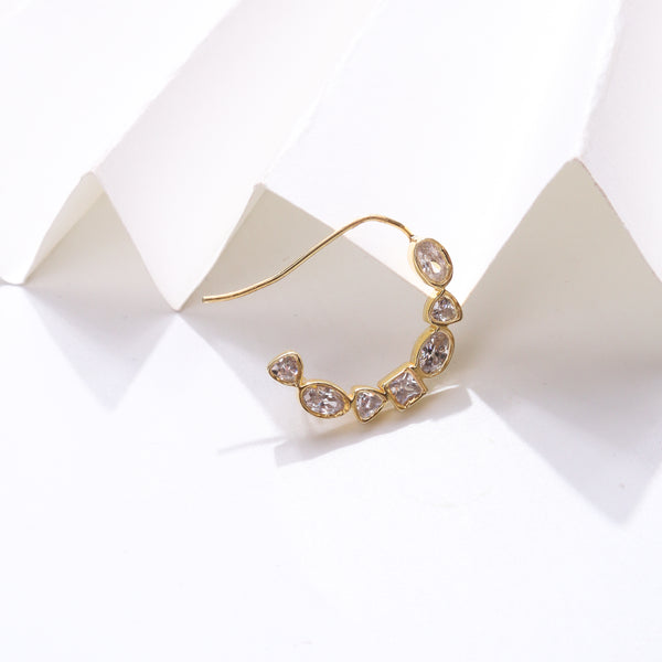 Gold-plated CZ Nath earring with clear stones
