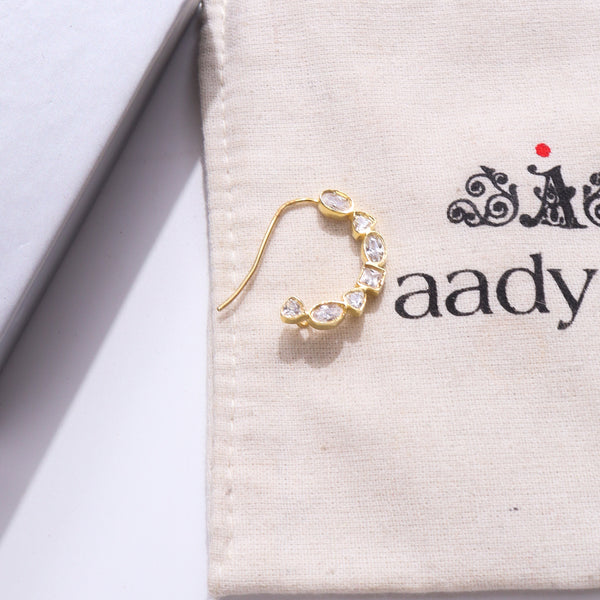 Gold-plated earrings with clear stones