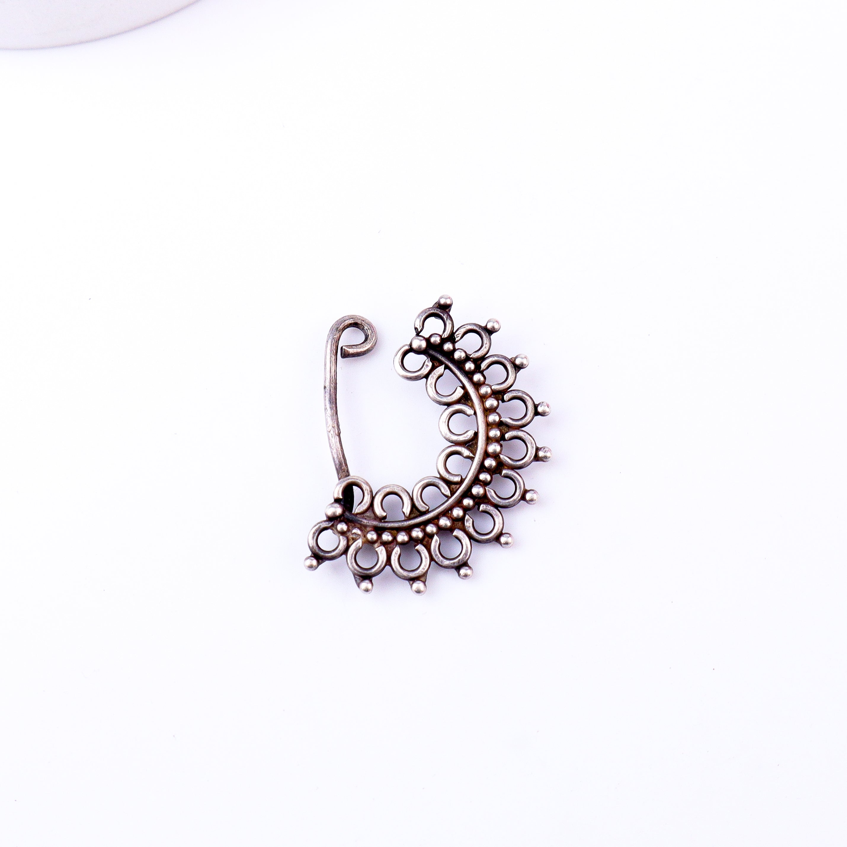 Silver Filigree Nath (Left, Clip on)