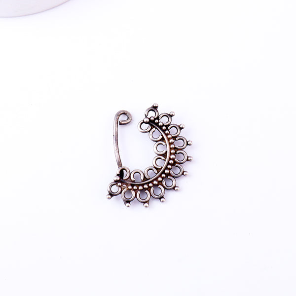 Silver Filigree Nath (Left, Clip on)