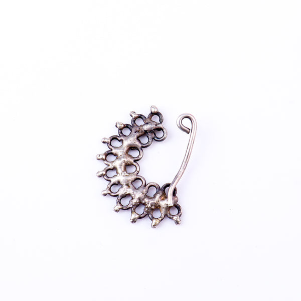 Silver Filigree Nath (Left, Clip on)