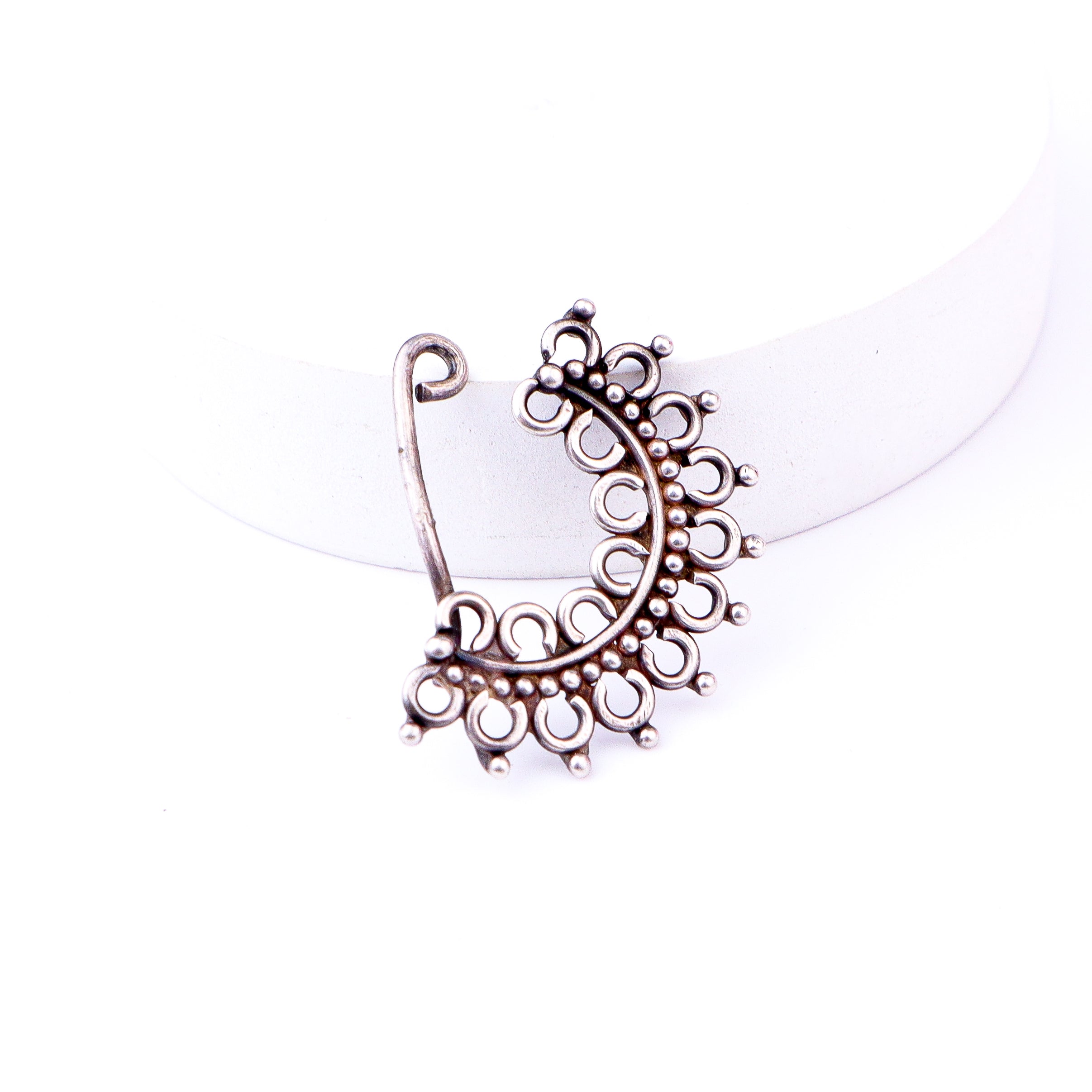 Silver Filigree Nath (Left, Clip on)