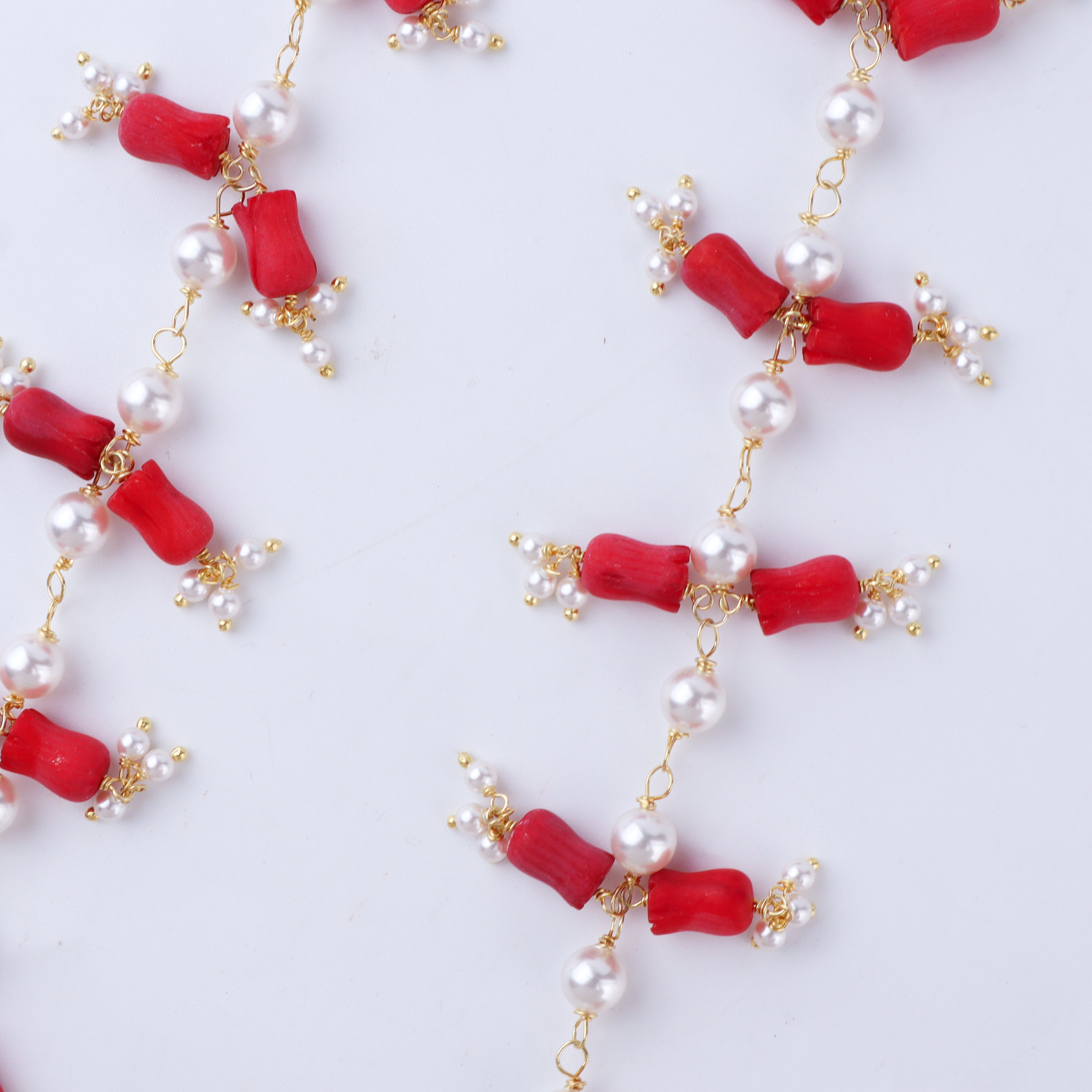 Luxe Coral & Pearl Necklace for festive look