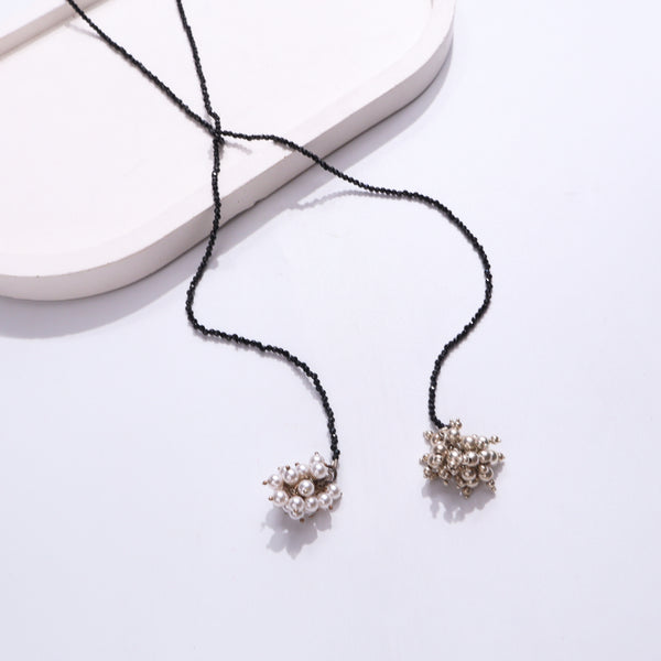 Pearl and silver beads mangalsutra with pendant