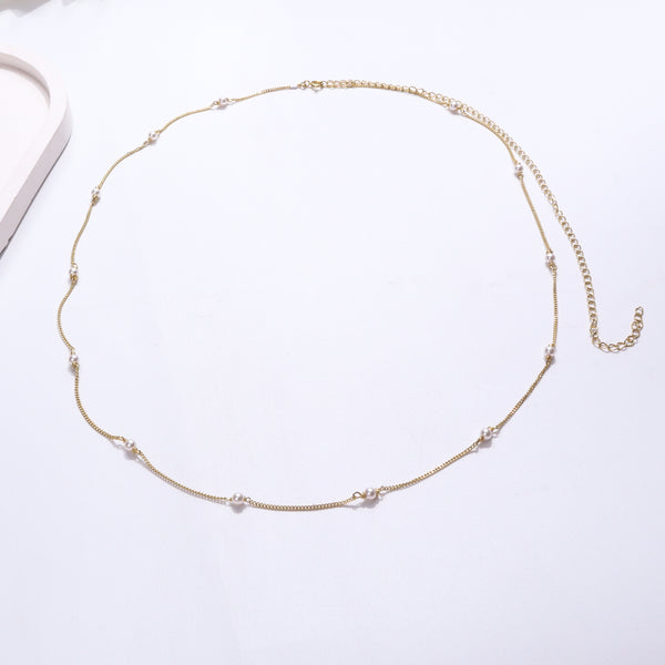 Waist chain / Kamar bandh : Classic Pearl Chain | Gold plated