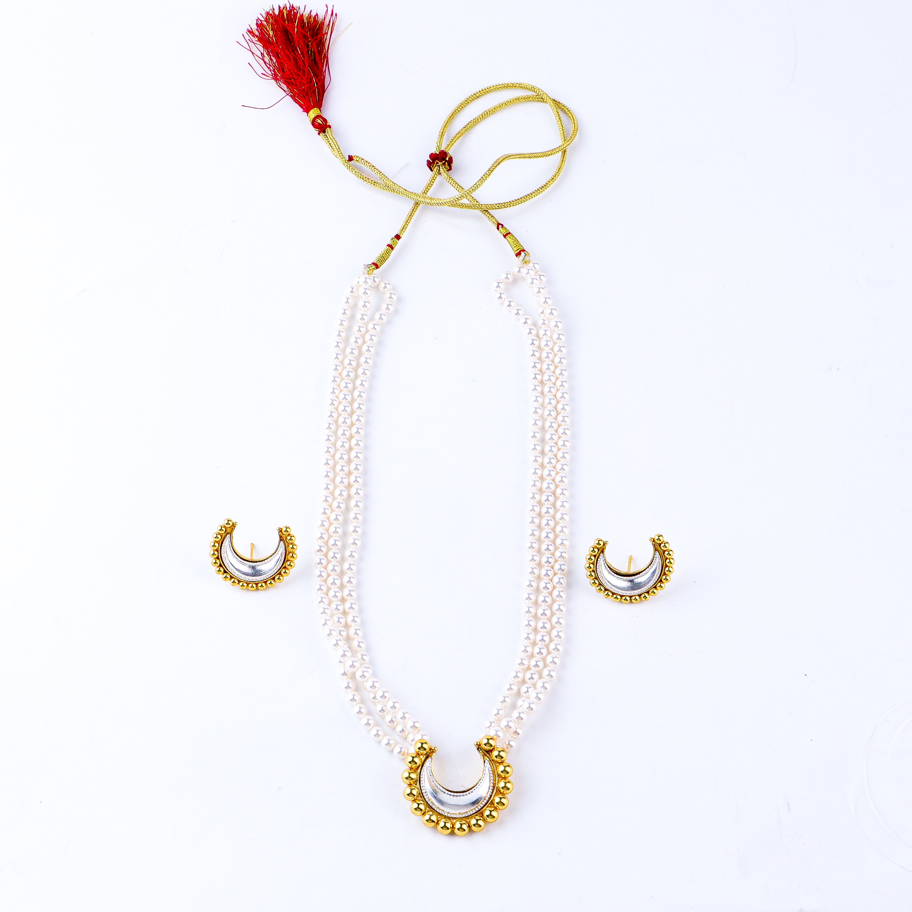Dual Tone Chandrakor Set with Pearls