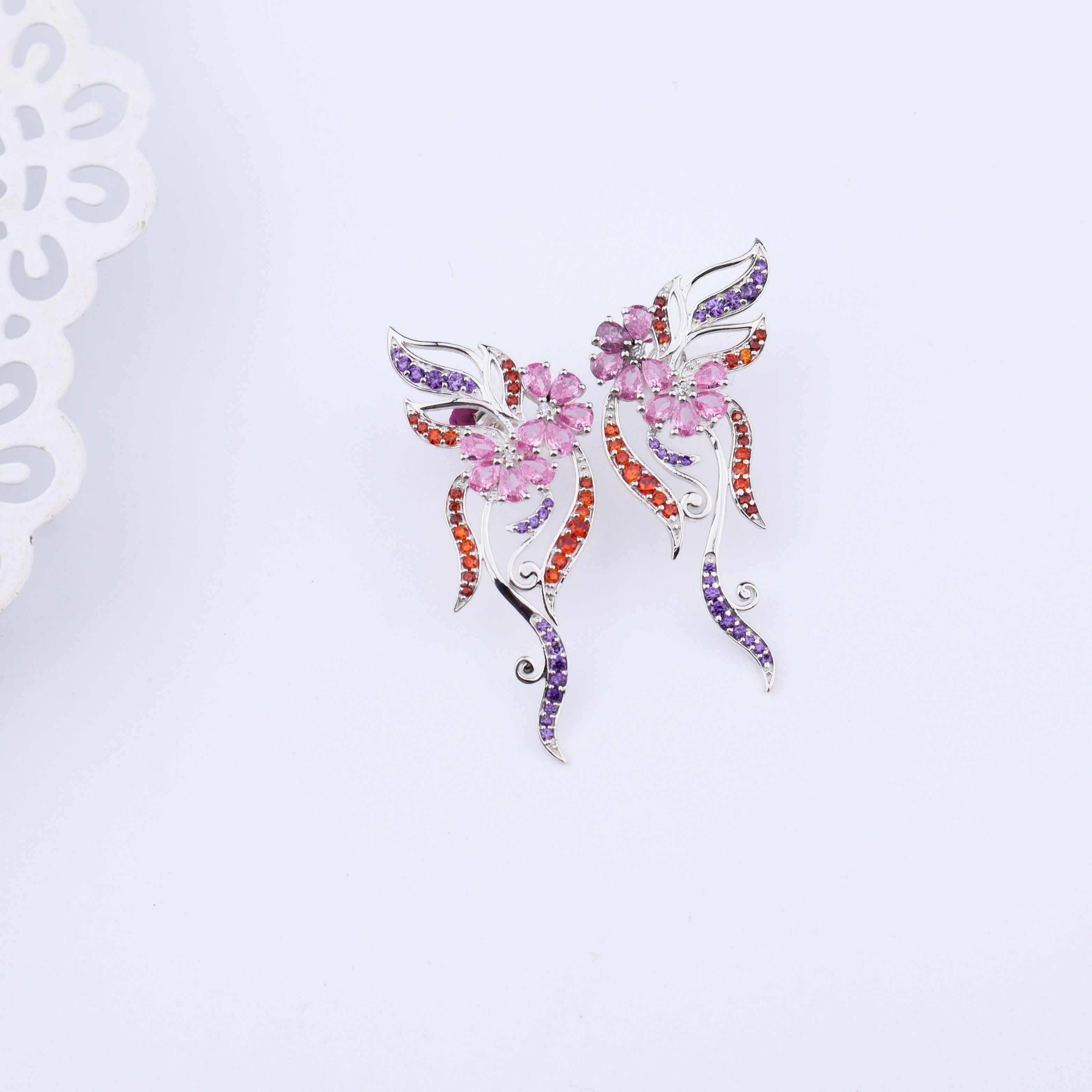 Silver Vine Bloom Earrings