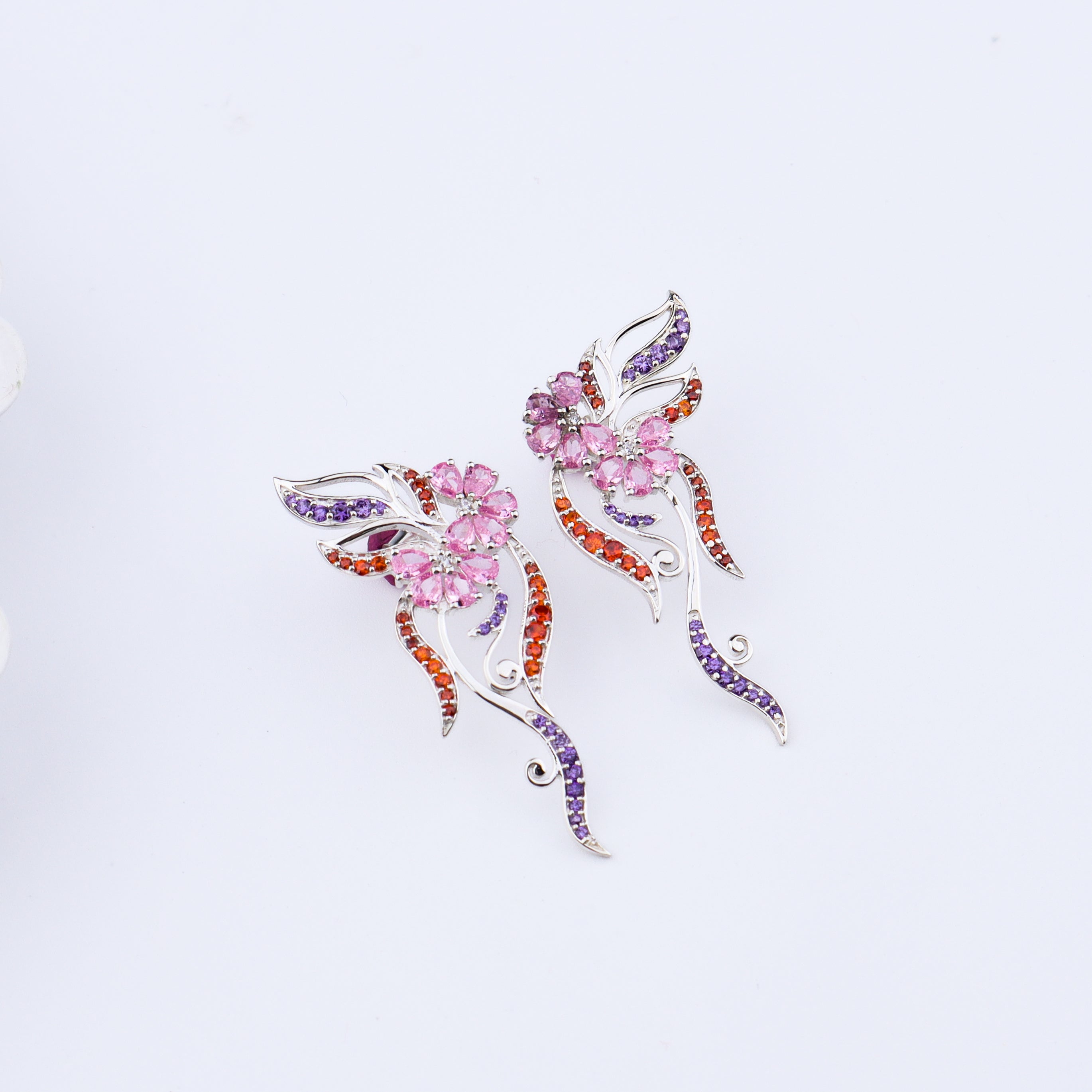 Silver Vine Bloom Earrings