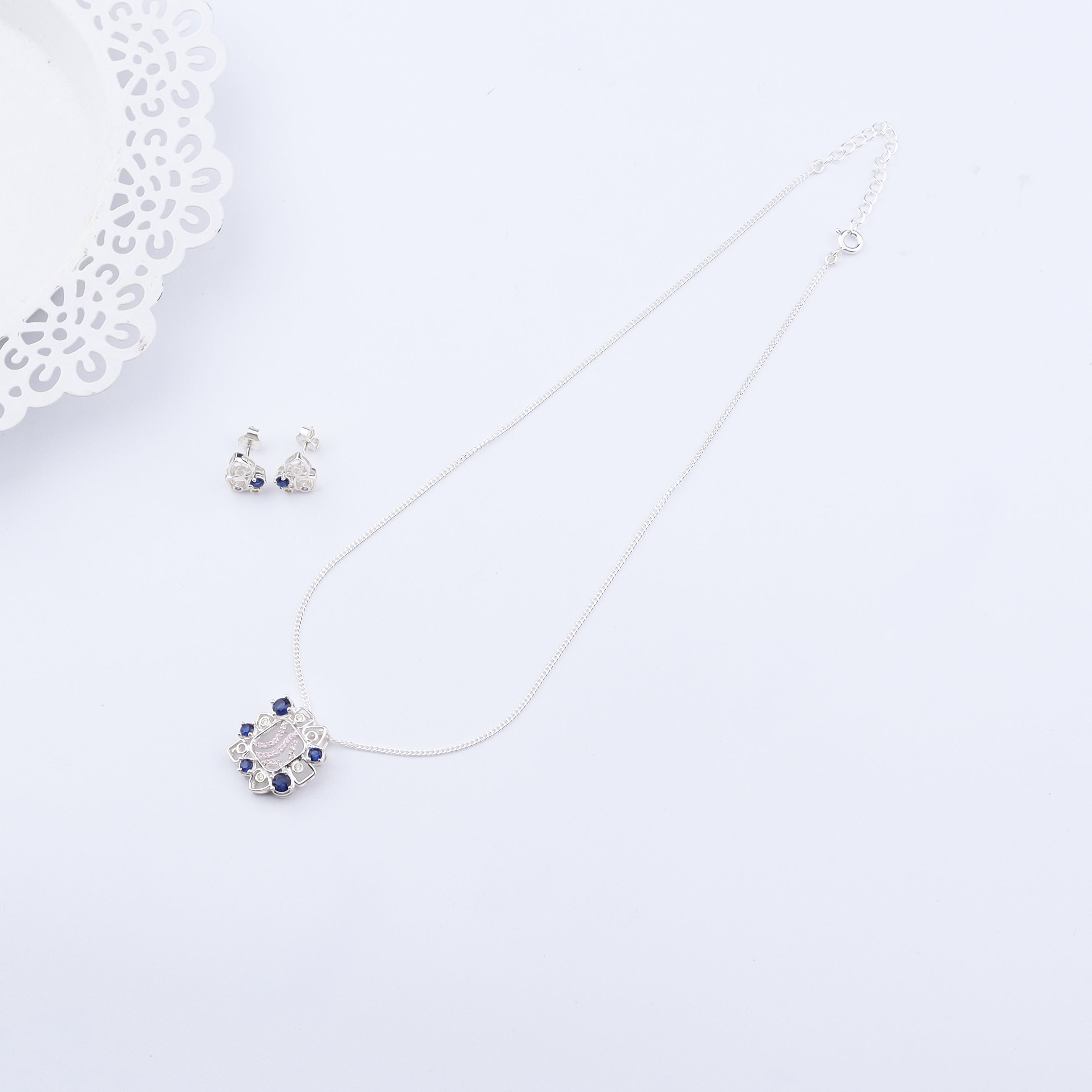 Silver Vivid Bloom Set (with chain)