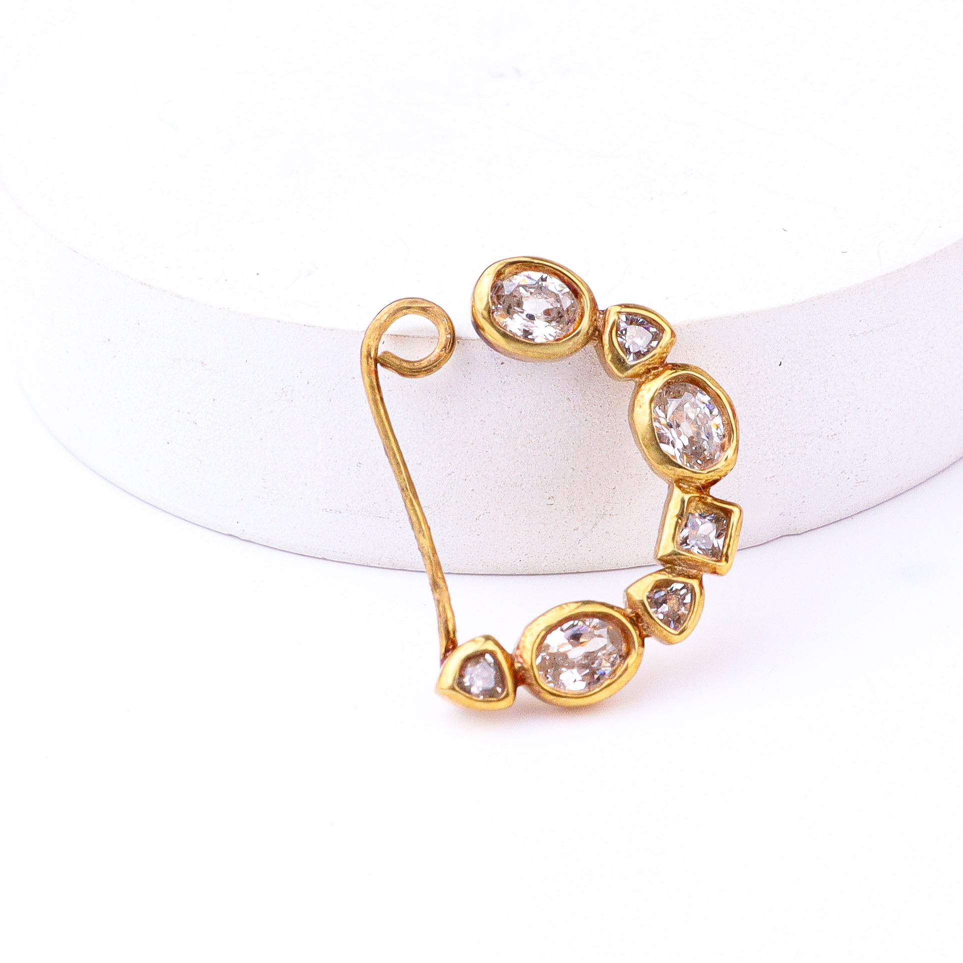 small CZ nath stones left clip on for everyday styling