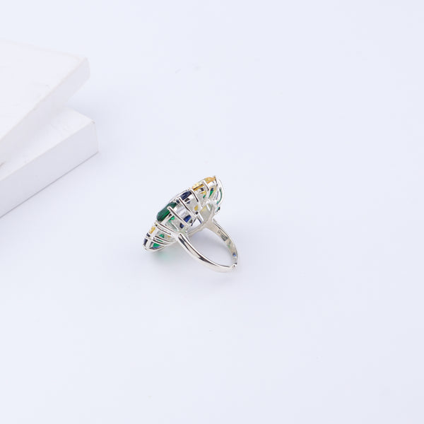Silver Midnight Bloom Ring
