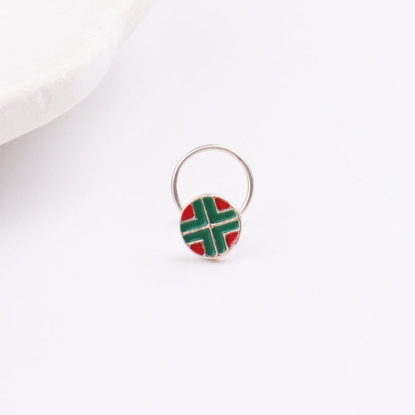 Enamel Red Green Round Nosepin