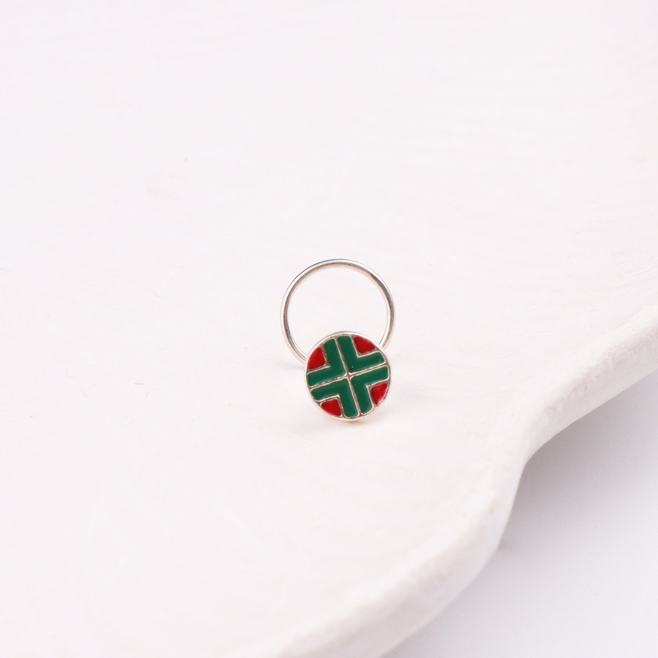 Enamel Red Green Round Nosepin