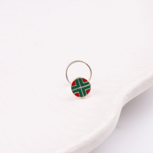 Enamel Red Green Round Nosepin