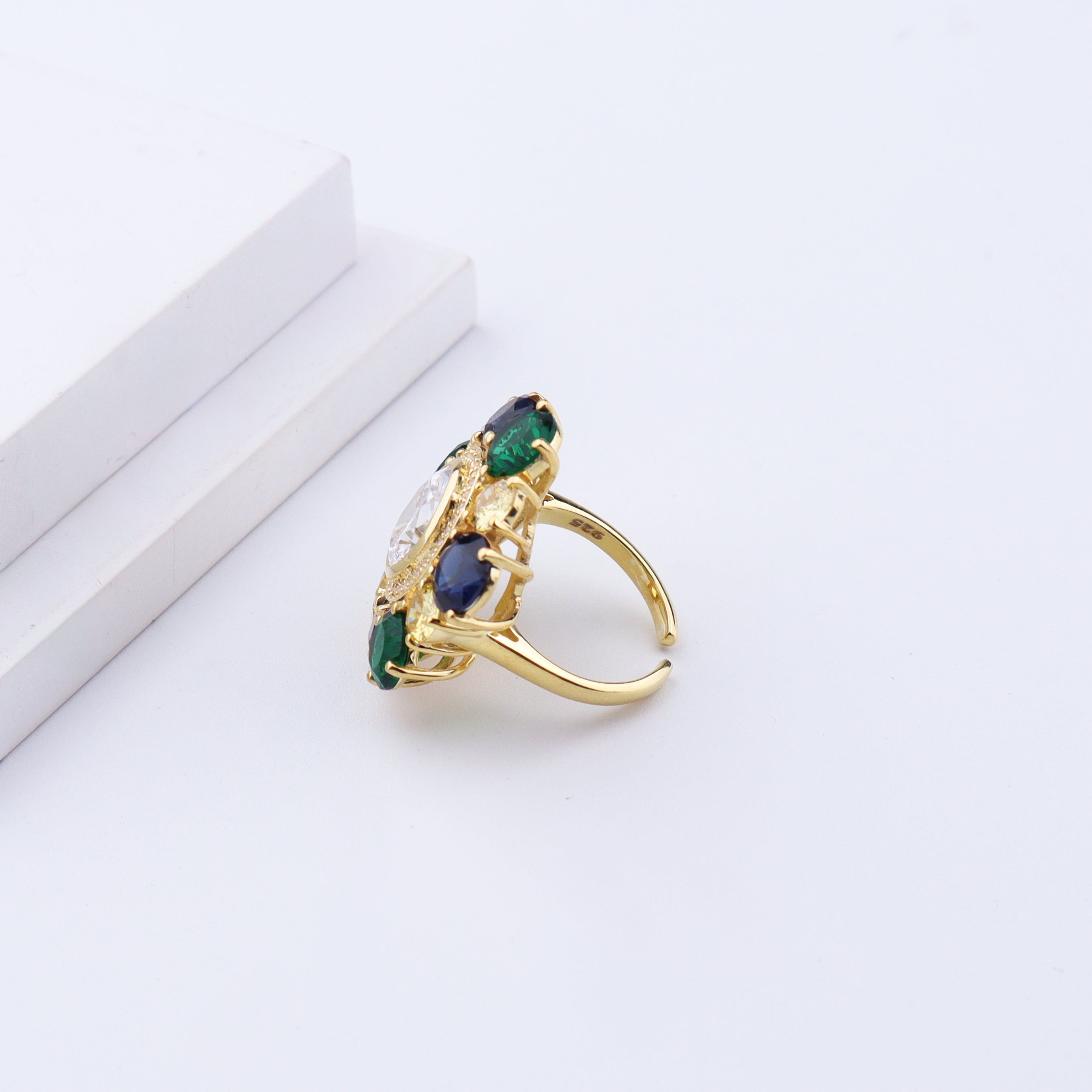 Midnight Bloom Ring | 92.5 Silver | 22K Gold Plated