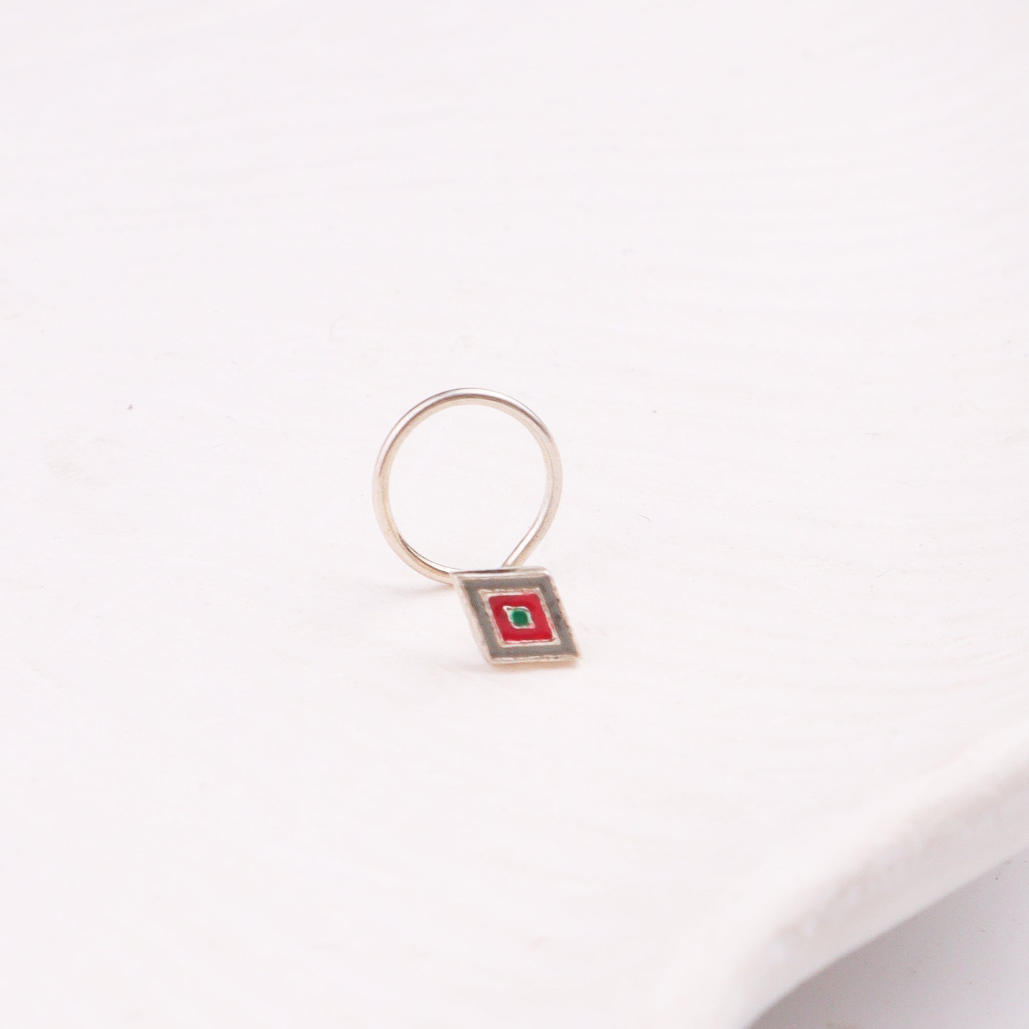 Diamond Nose pin (Pierced) - Grey , Pink , Blue