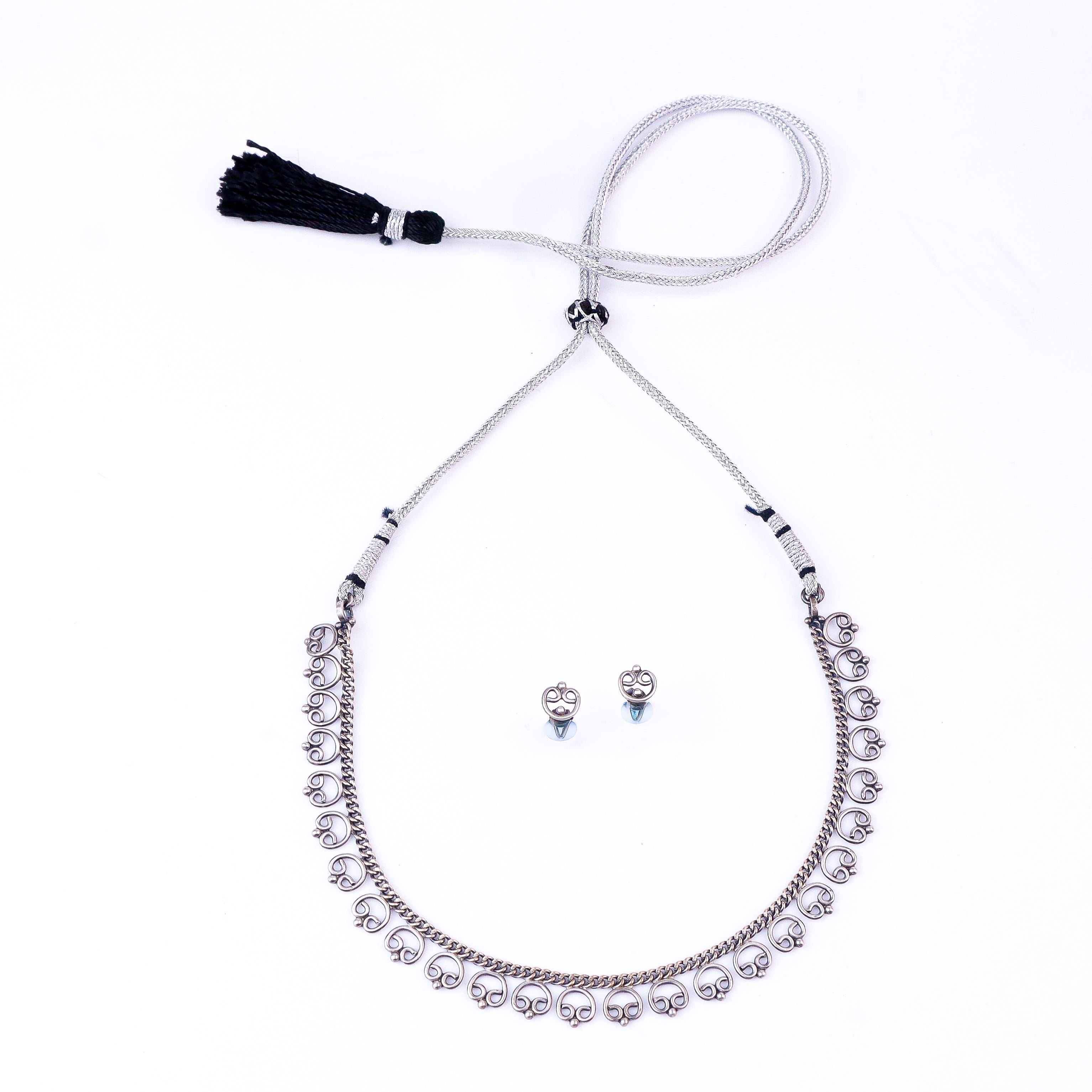 Oxidized Silver Delicate Gopadma Set