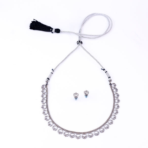 Oxidized Silver Delicate Gopadma Set