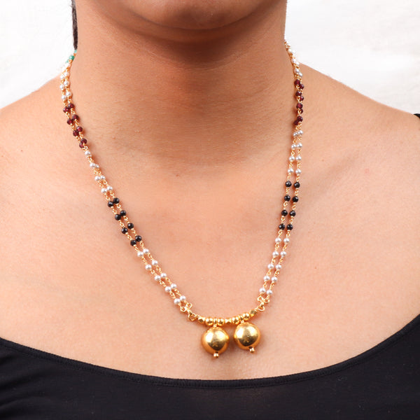 Silver Vatee Mangalsutra (Short) | 22K Gold Plated