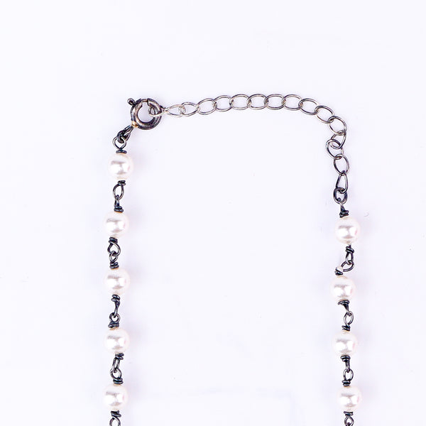 Silver Nakshi Set with Pearls Small