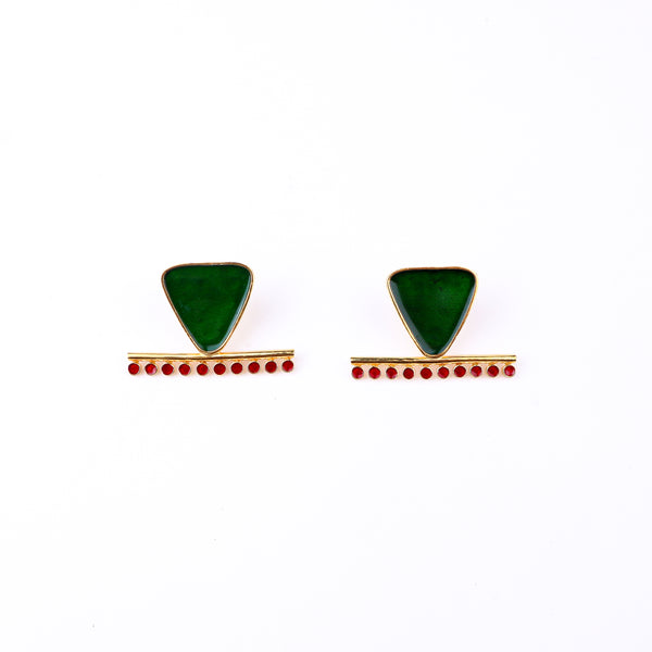 Handmade Triangle Meenakari Set | 92.5 Silver | 22K Gold Plated